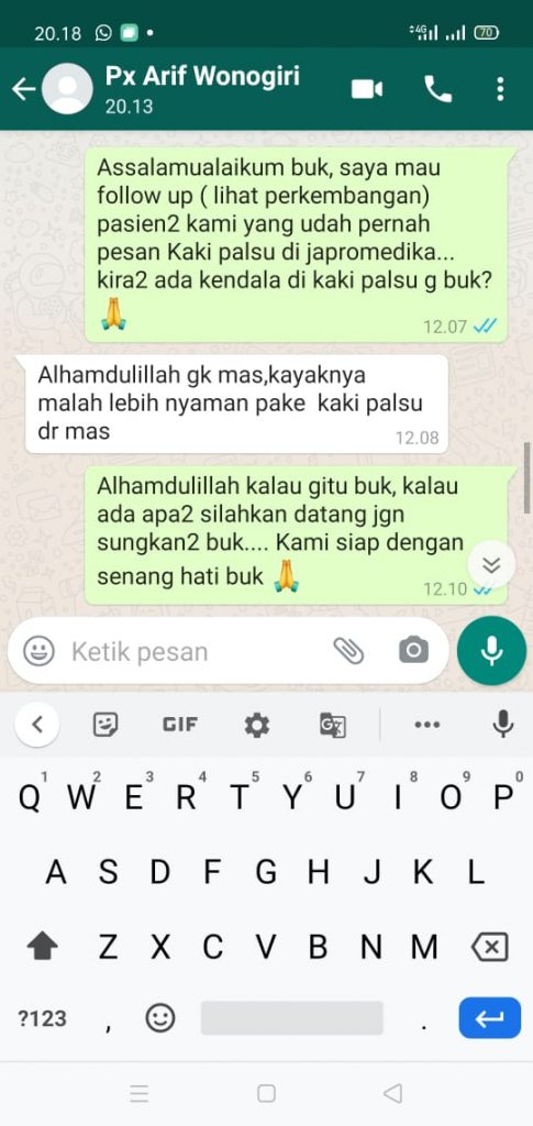 Testimoni pasien kaki palsu tangan palsu